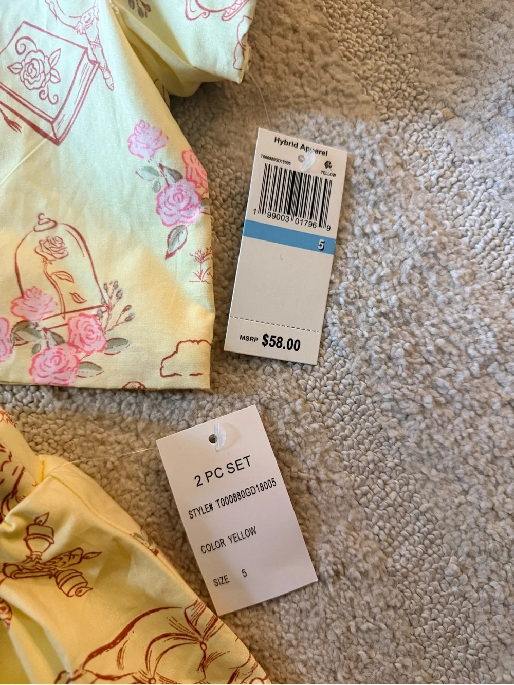 Macy's Disney Yellow Princess Print Matching Set